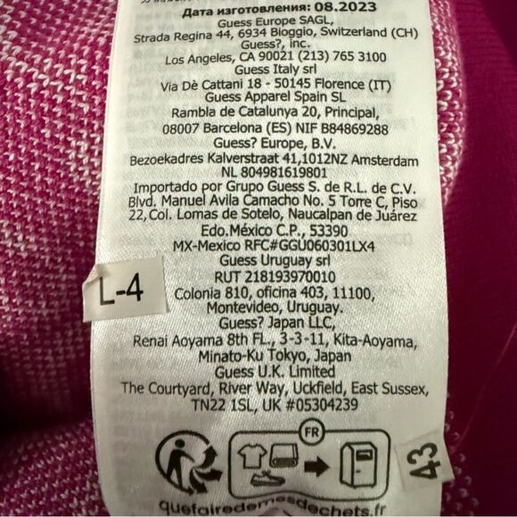 Guess Logo Jalee Long Sleeve Sweater Anemone Bloom Multi Pink Women’s Size Large - Picture 9 of 9